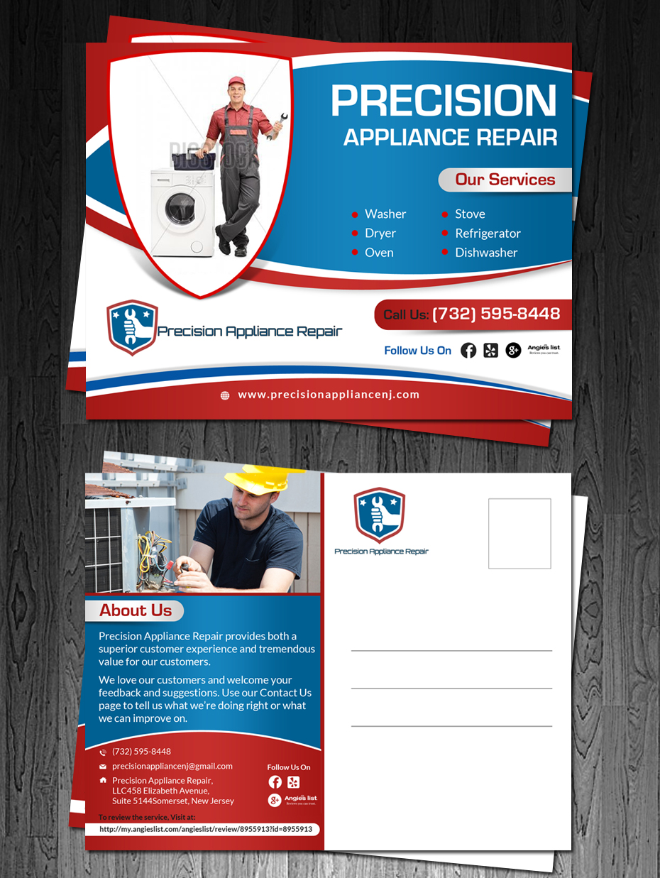 Diseño de Postal por debdesign para Precision Appliance Repair, LLC | Diseño #10492549