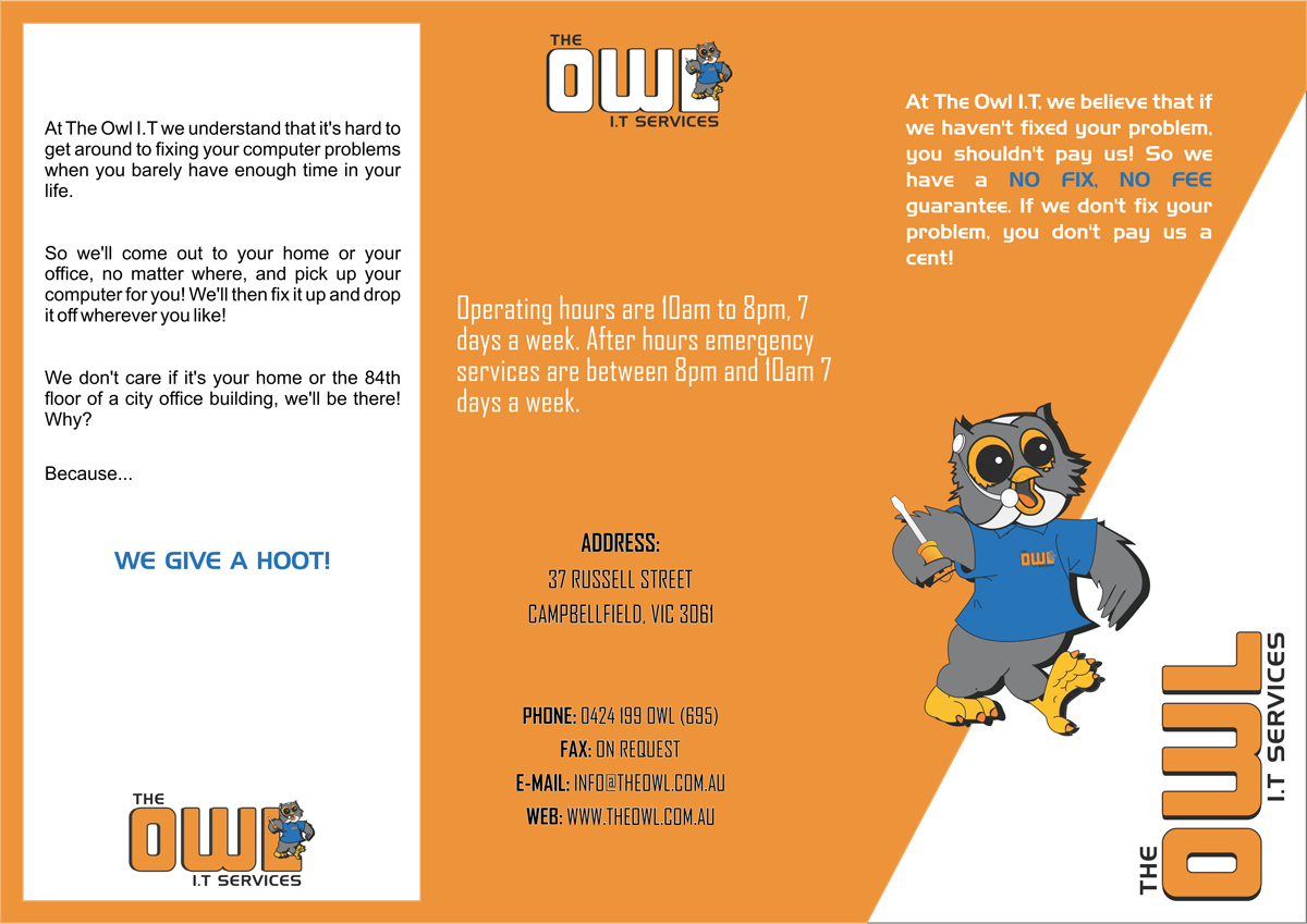 Brochure Design by cafeina for The Owl IT Services | Design #489828