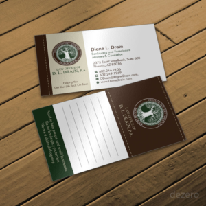 business card for law firm that reflects the web site -www.DianeDrain.com.  That is pleasant to read | Business Card Design by Dezero
