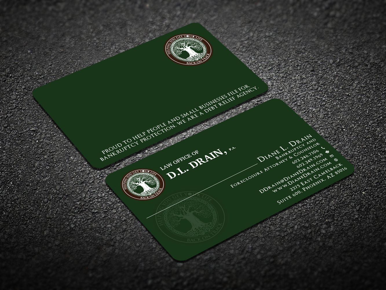 Business Card Design by Verified artistry (Design garden) for Law Office of D.L. Drain, P.A. | Design #10491912