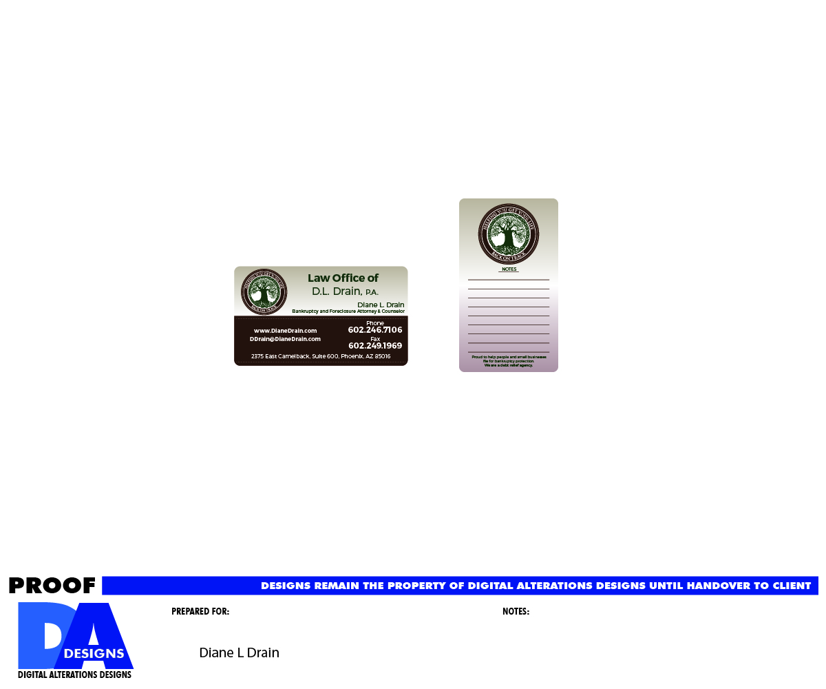 Visitenkarten-Design von da-designs für Law Office of D.L. Drain, P.A. | Design #10502654