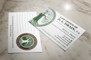 Visitenkarten-Design von Grafactory für Law Office of D.L. Drain, P.A. | Design: #10615436