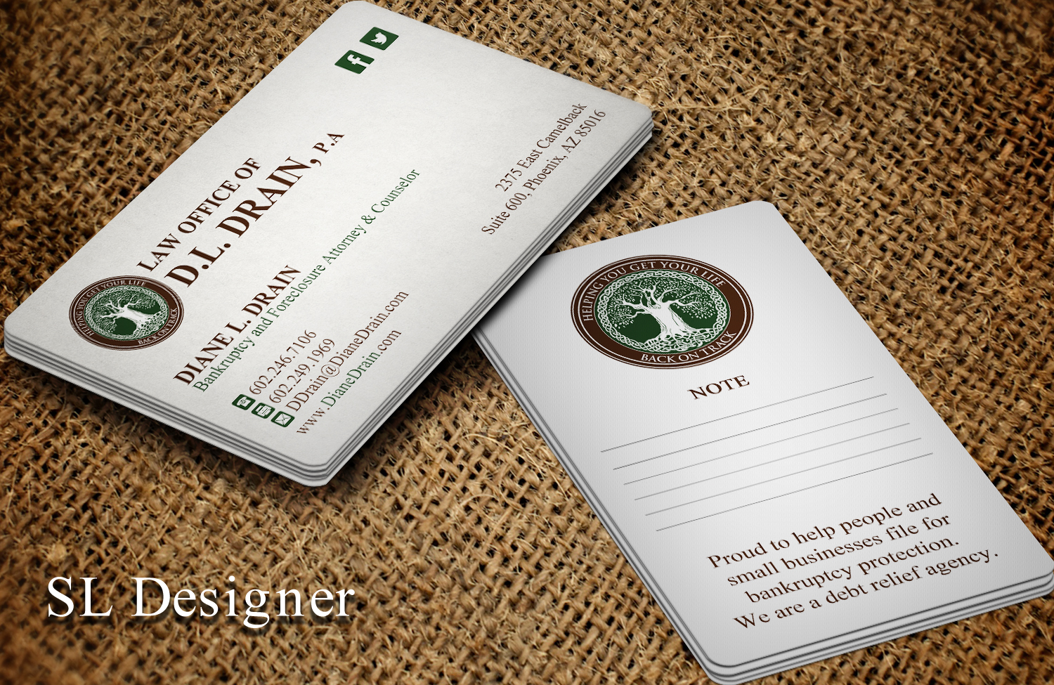 Visitenkarten-Design von SL Designer für Law Office of D.L. Drain, P.A. | Design #10477086
