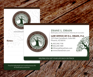 business card for law firm that reflects the web site -www.DianeDrain.com.  That is pleasant to read | Business Card Design by SS_Designs