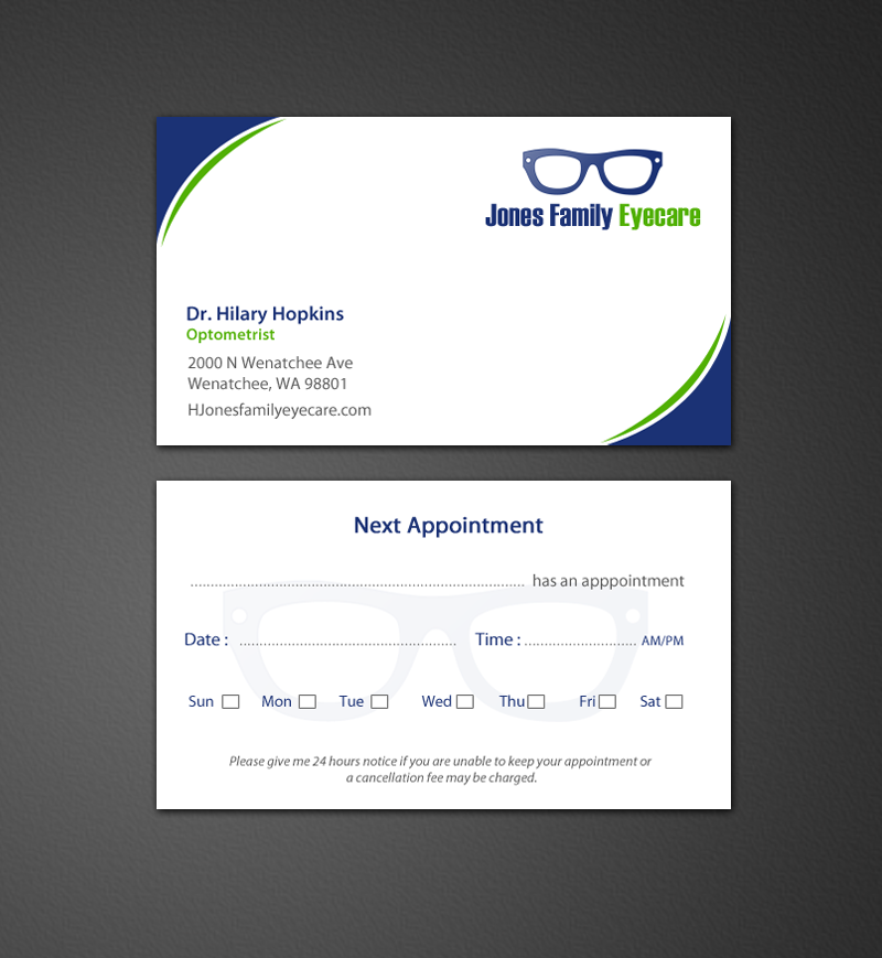 Business Card Design by chandrayaan.creative for Jones Family Eyecare | Design #10498857