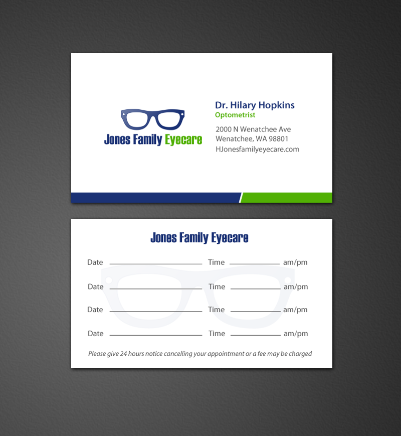 Business Card Design by chandrayaan.creative for Jones Family Eyecare | Design #10498861