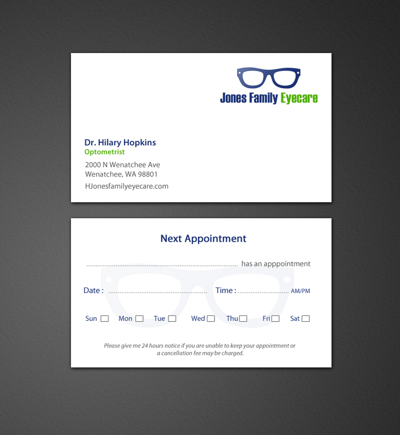 Business Card Design by chandrayaan.creative for Jones Family Eyecare | Design #10498863