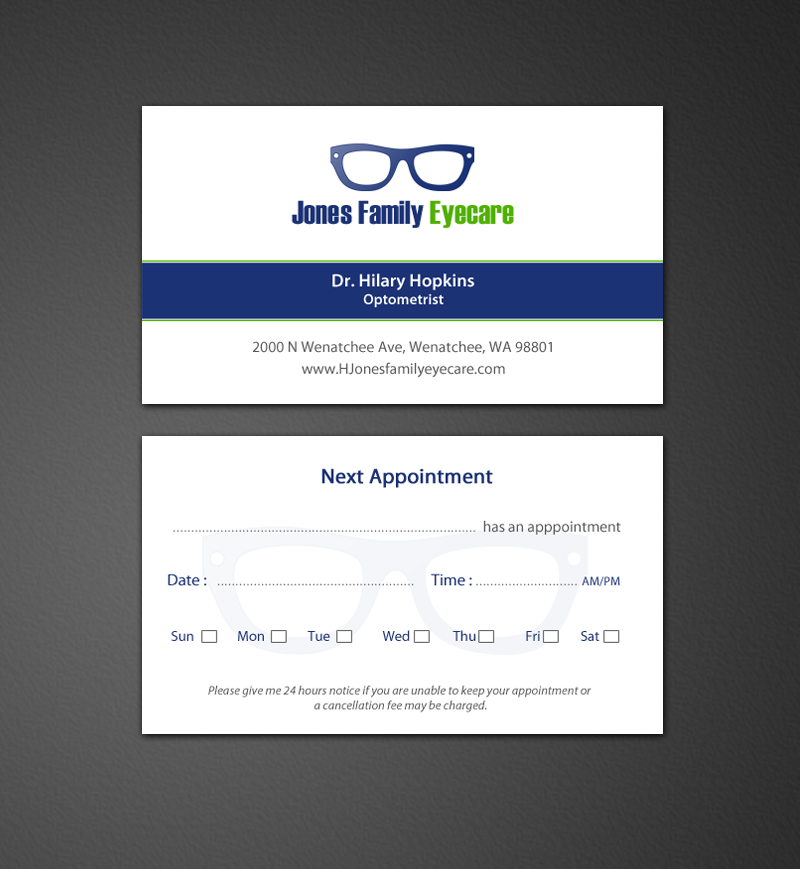 Business Card Design by chandrayaan.creative for Jones Family Eyecare | Design #10498864
