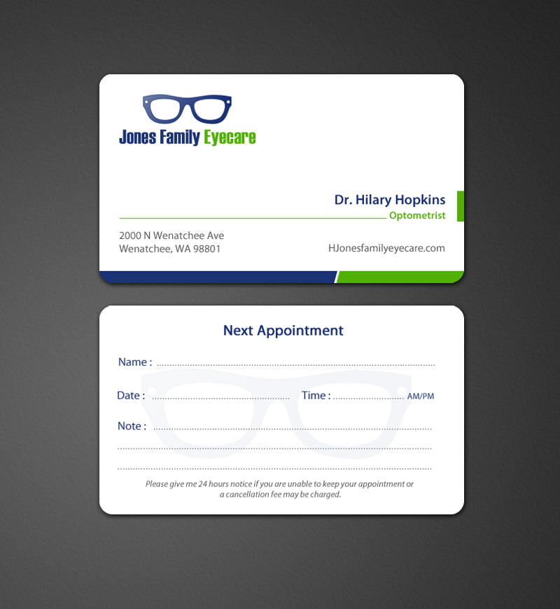 Business Card Design by chandrayaan.creative for Jones Family Eyecare | Design #10498868