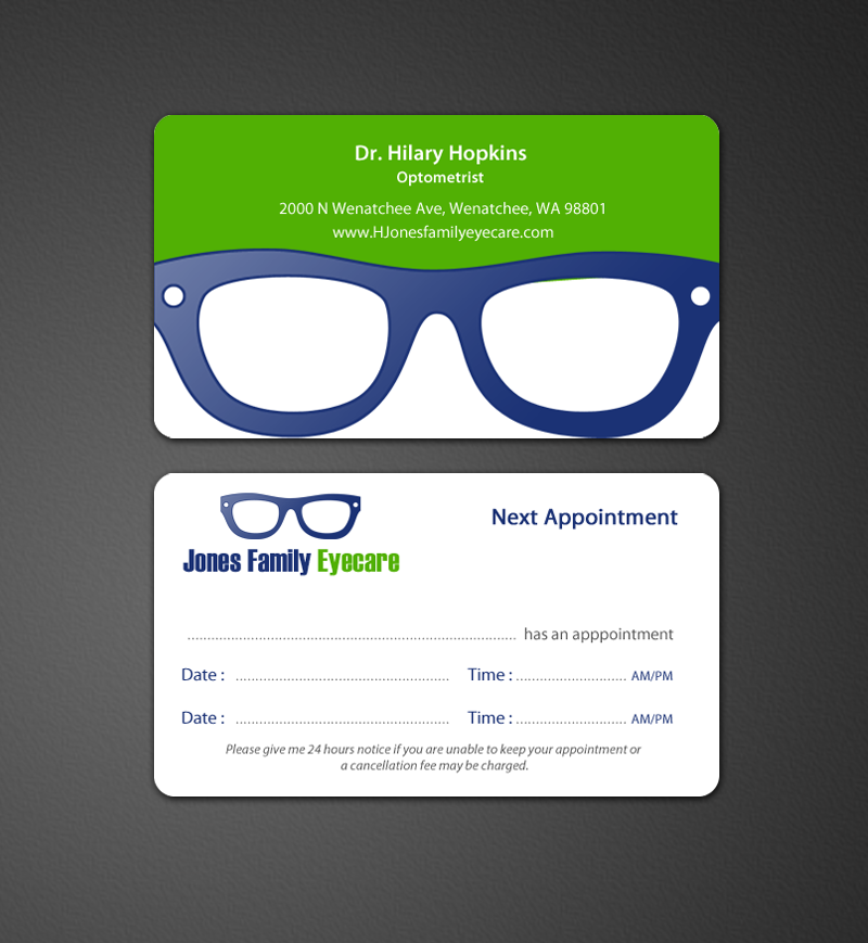 Business Card Design by chandrayaan.creative for Jones Family Eyecare | Design #10498879
