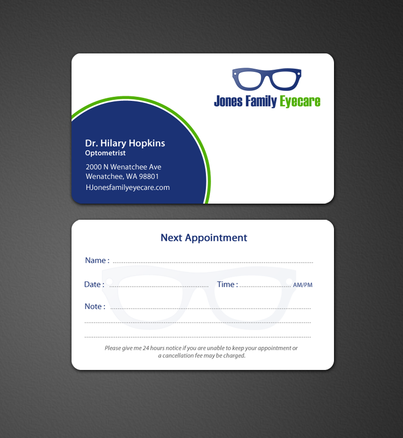 Business Card Design by chandrayaan.creative for Jones Family Eyecare | Design #10504673