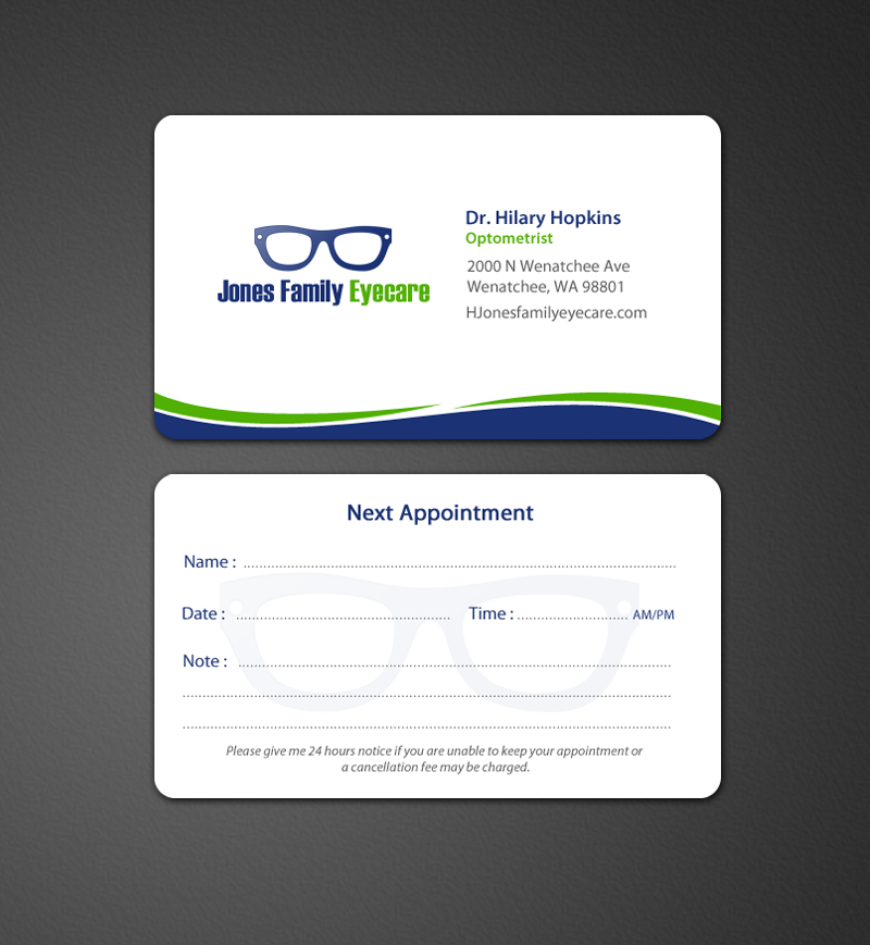 Business Card Design by chandrayaan.creative for Jones Family Eyecare | Design #10504674