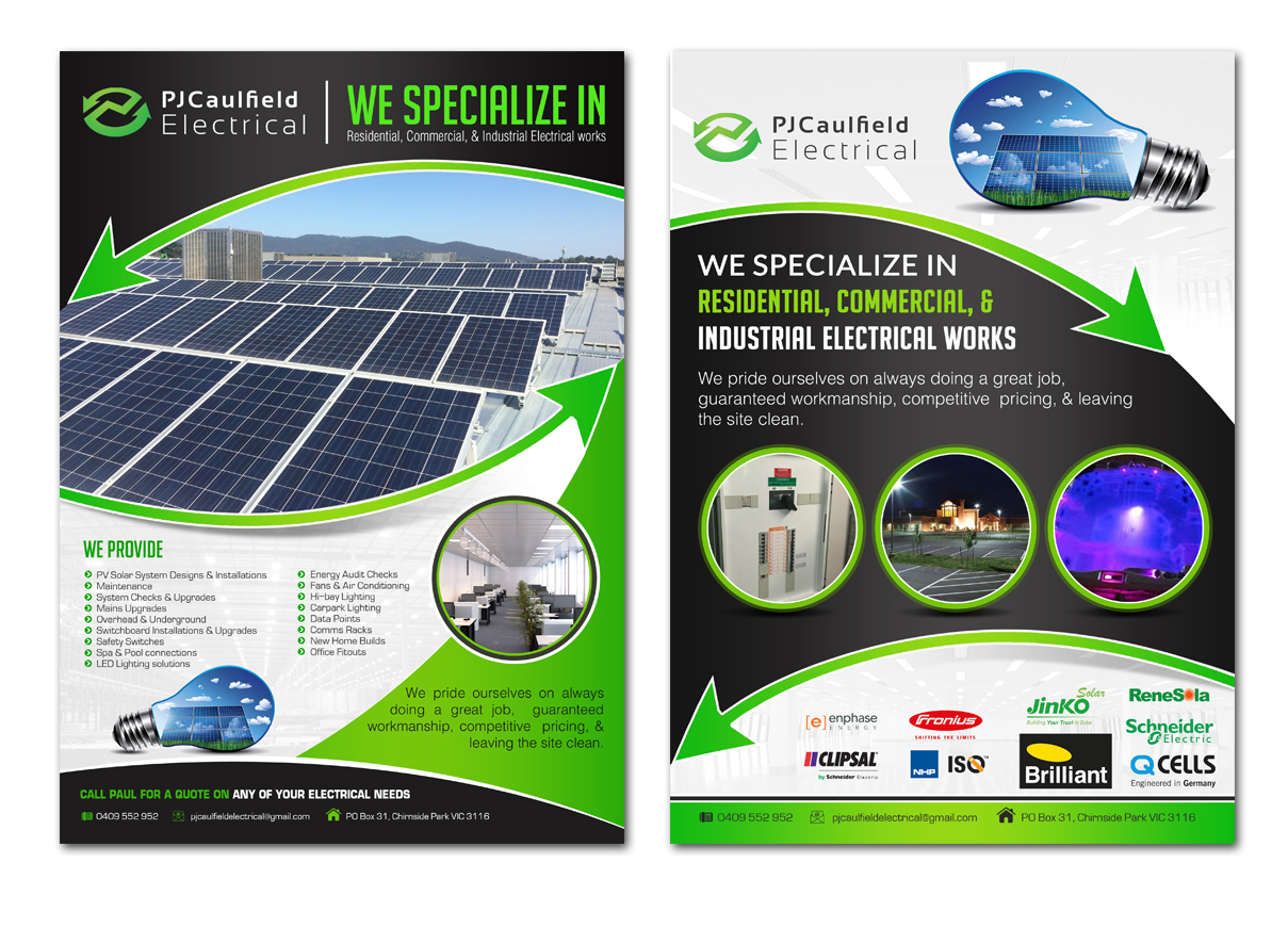 Flyer Design by hih7 for PJ Caulfield Electrical Pty Ltd | Design: #10526740