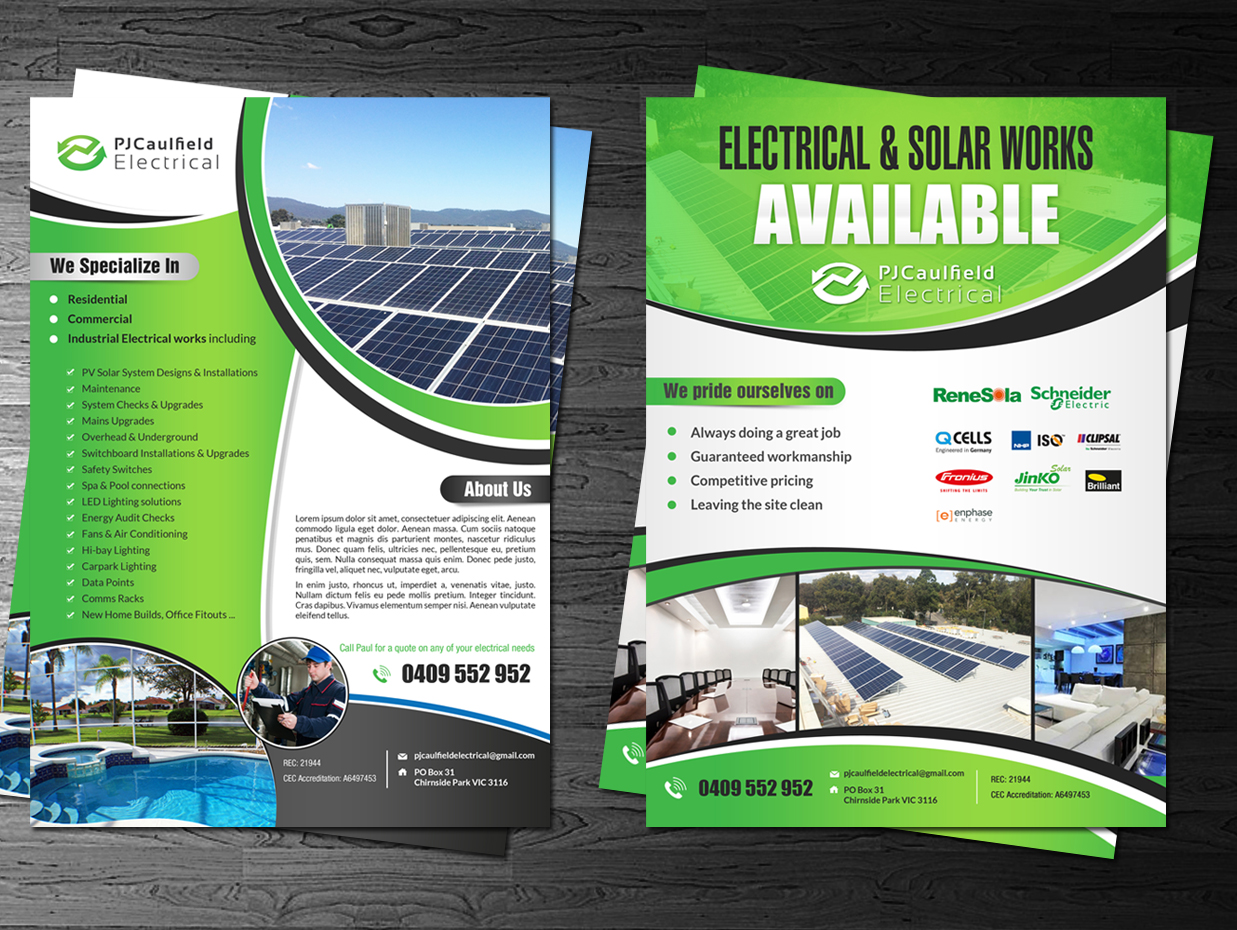 Flyer Design by debdesign for PJ Caulfield Electrical Pty Ltd | Design #10526467