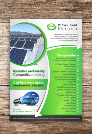 Flyer Design by debdesign for PJ Caulfield Electrical Pty Ltd | Design: #10539969