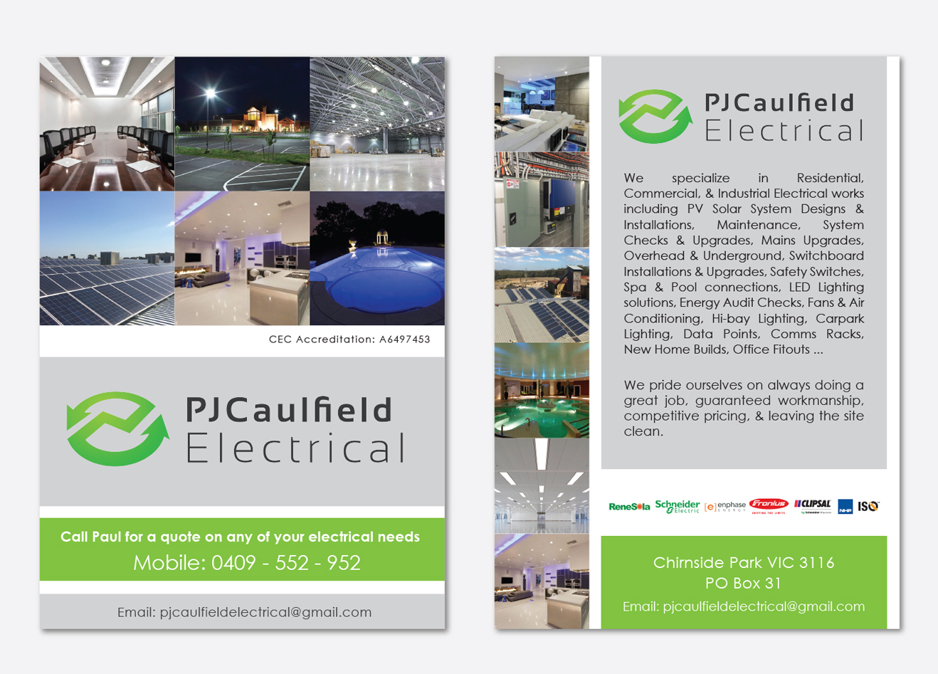 Flyer Design by Jecha for PJ Caulfield Electrical Pty Ltd | Design #10585861