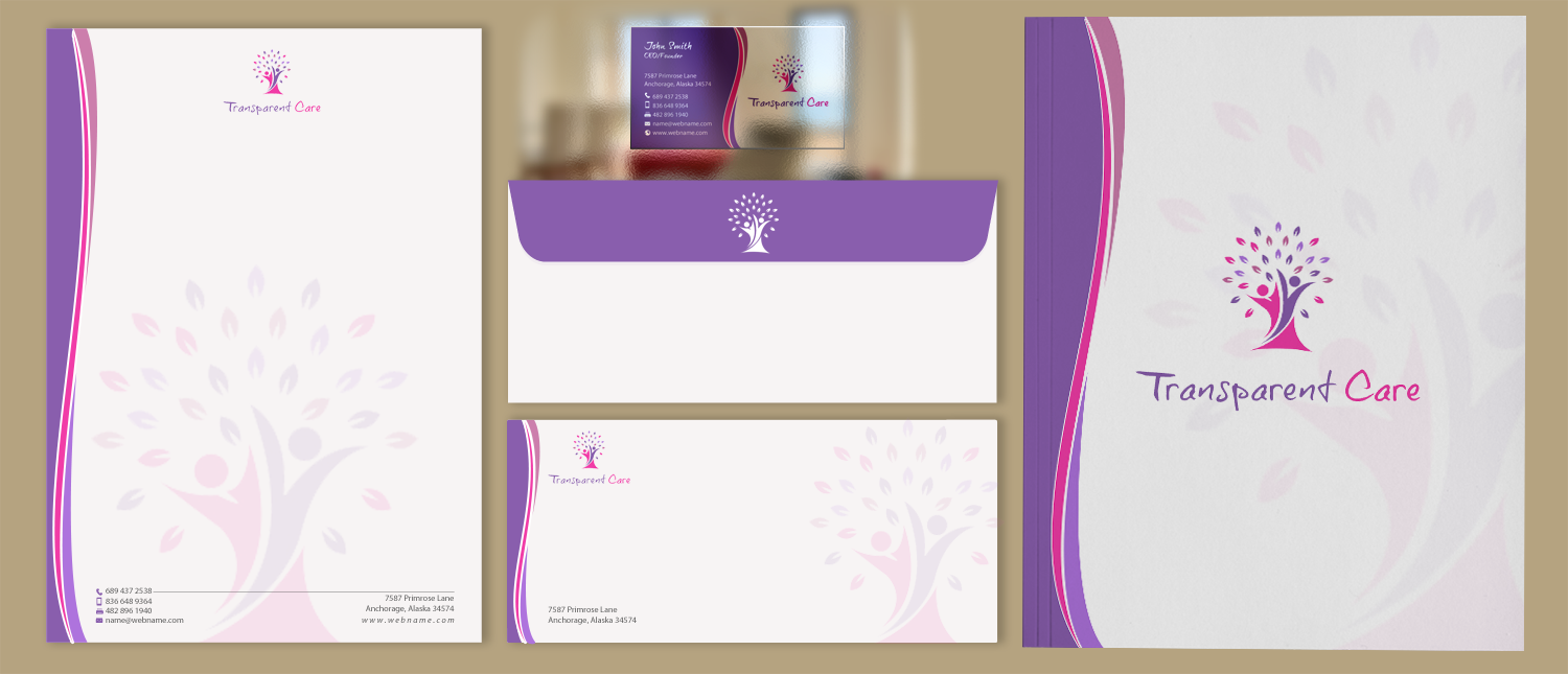 Schreibwaren-Design von chandrayaan.creative für Transparent Care  | Design #10568669