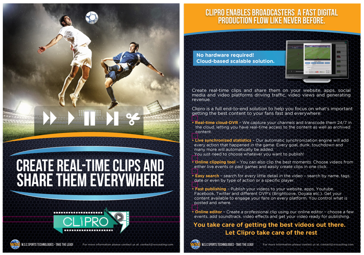 Brochure Design by JCR for W.S.C Sports Technologies | Design #2230702