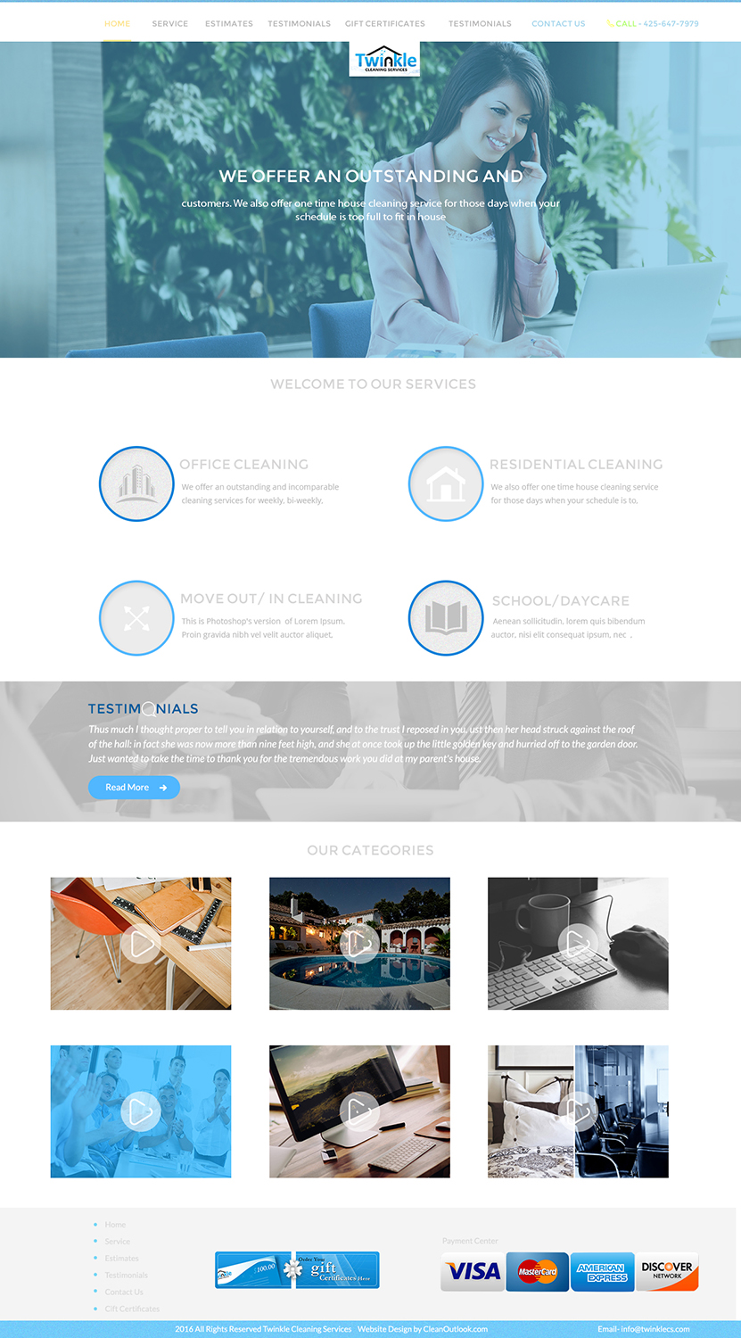 Web Design par afaheem pour Twinkle Cleaning Services, LLC | Design #10590547