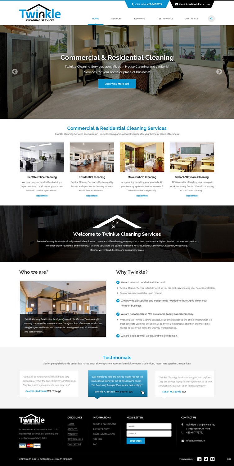 Web Design by pb for Twinkle Cleaning Services, LLC | Design #10531008