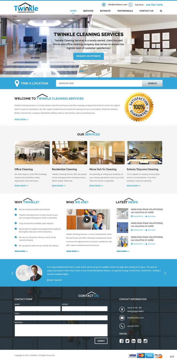 Web-Design von pb für Twinkle Cleaning Services, LLC | Design #10531009