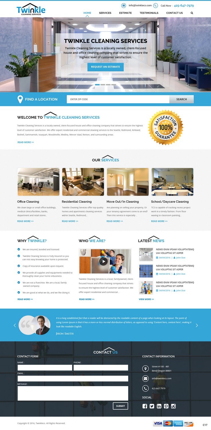 Web-Design von pb für Twinkle Cleaning Services, LLC | Design #10531011