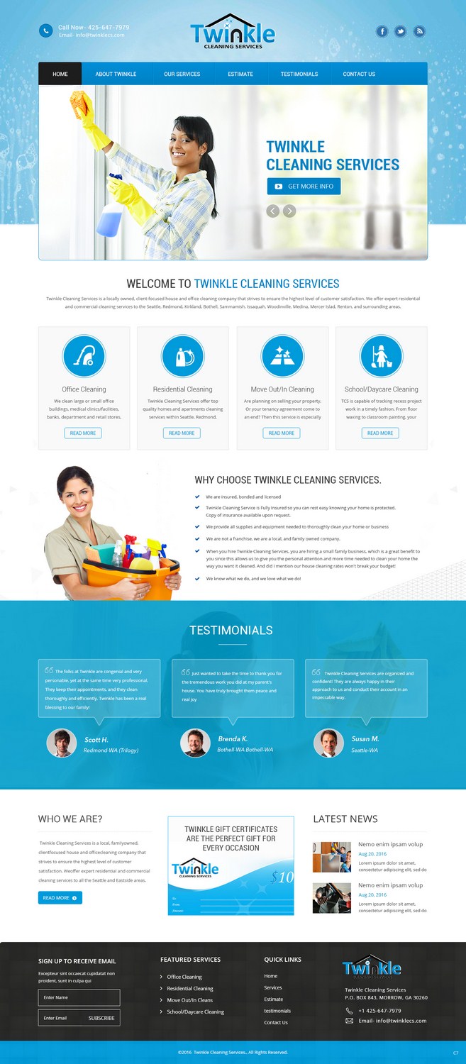 Web Design by pb for Twinkle Cleaning Services, LLC | Design #10537183