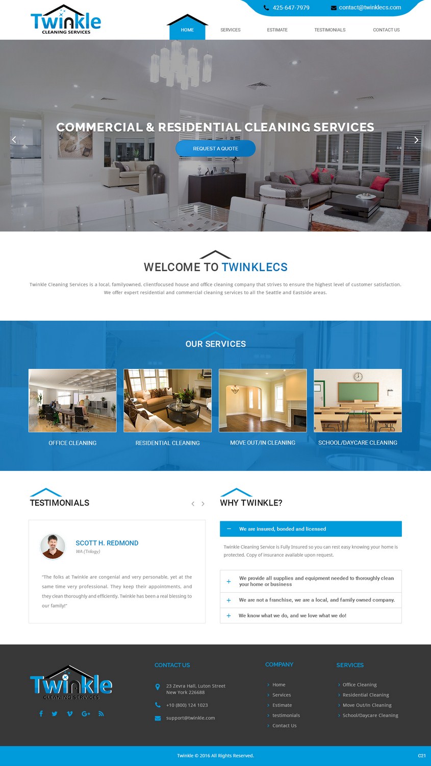 Web Design by pb for Twinkle Cleaning Services, LLC | Design #10537186
