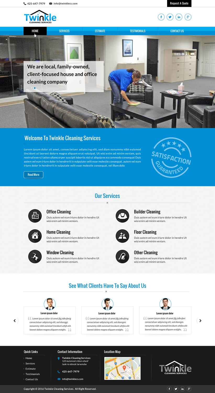 Diseño Web por Sbss para Twinkle Cleaning Services, LLC | Diseño #10530515