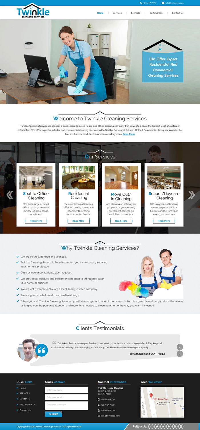 Web-Design von Sbss für Twinkle Cleaning Services, LLC | Design #10541593