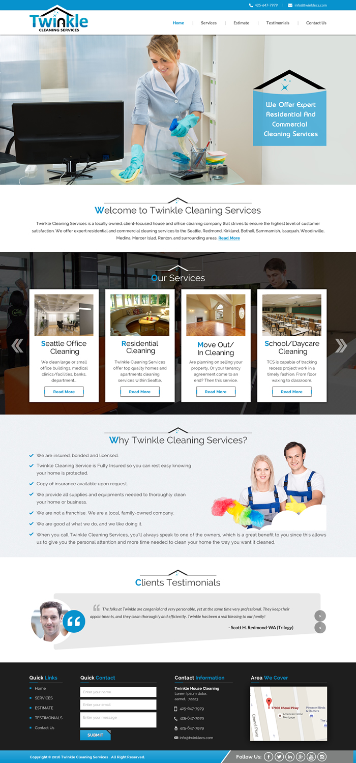 Web-Design von Sbss für Twinkle Cleaning Services, LLC | Design #10541596