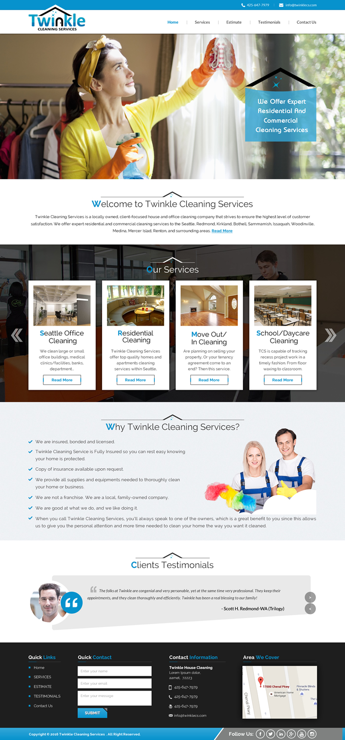 Web-Design von Sbss für Twinkle Cleaning Services, LLC | Design #10541600