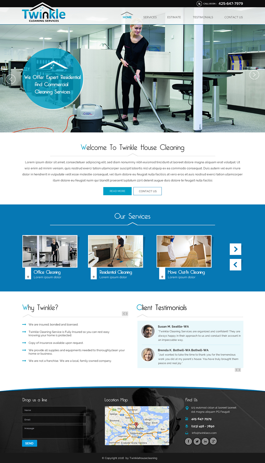 Web-Design von Sbss für Twinkle Cleaning Services, LLC | Design #10541605