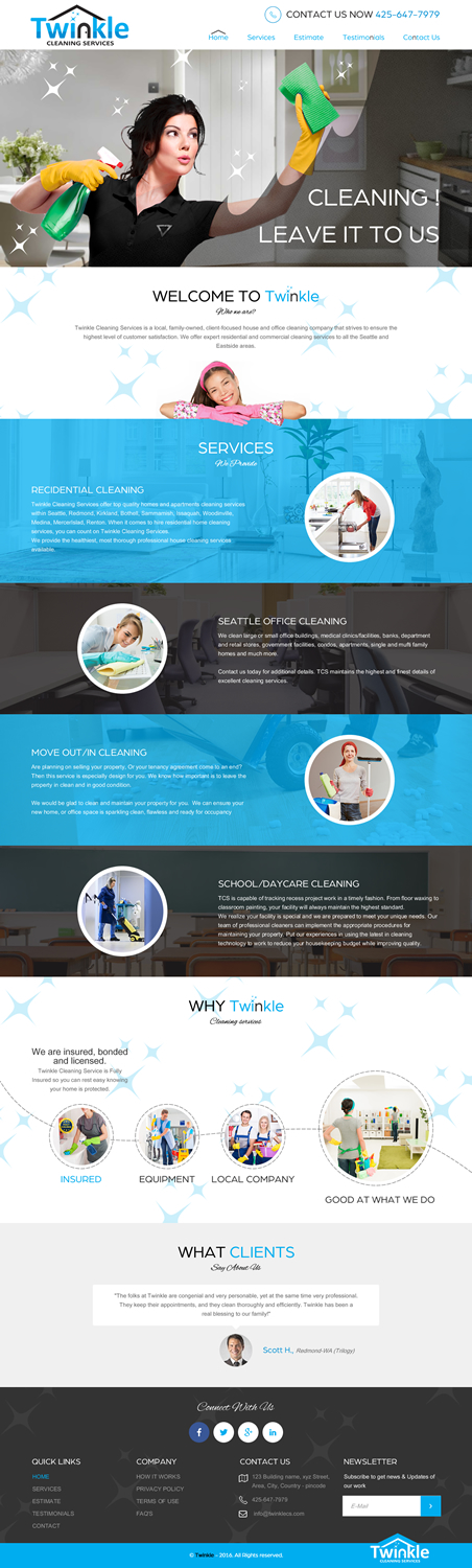 Web Design by rightway for Twinkle Cleaning Services, LLC | Design #10532932