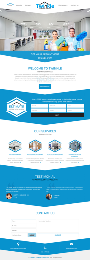Web Design by rightway for Twinkle Cleaning Services, LLC | Design: #10532941