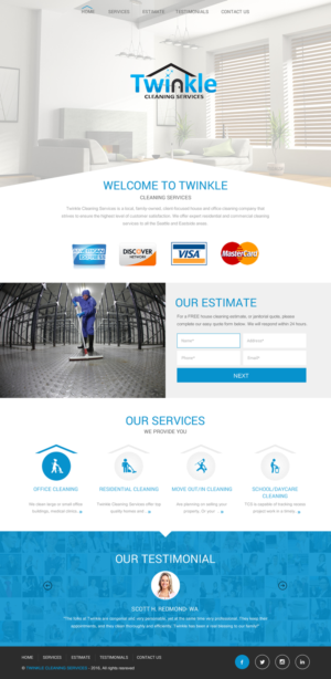 Web Design by rightway for Twinkle Cleaning Services, LLC | Design: #10532950