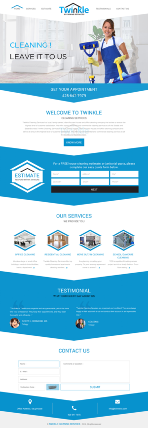 Web-Design von rightway für Twinkle Cleaning Services, LLC | Design: #10537318