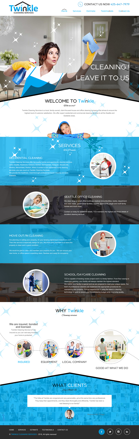 Web Design by rightway for Twinkle Cleaning Services, LLC | Design #10537328