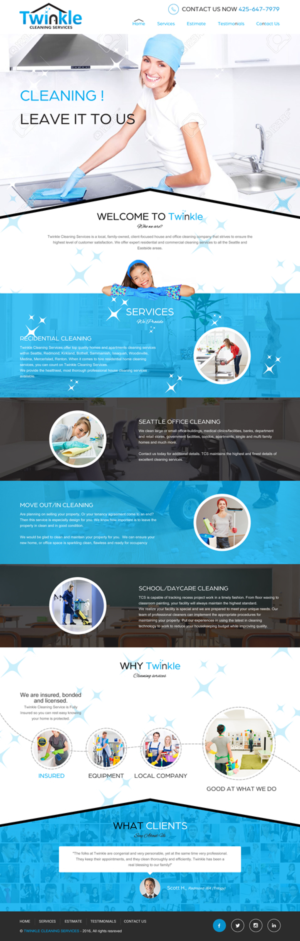 Web Design by rightway for Twinkle Cleaning Services, LLC | Design: #10553011