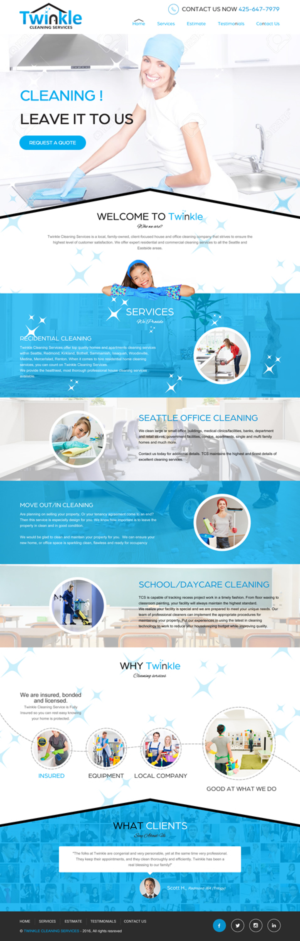 Web Design by rightway for Twinkle Cleaning Services, LLC | Design: #10564993