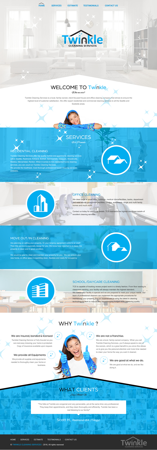 Web-Design von rightway für Twinkle Cleaning Services, LLC | Design #10672015