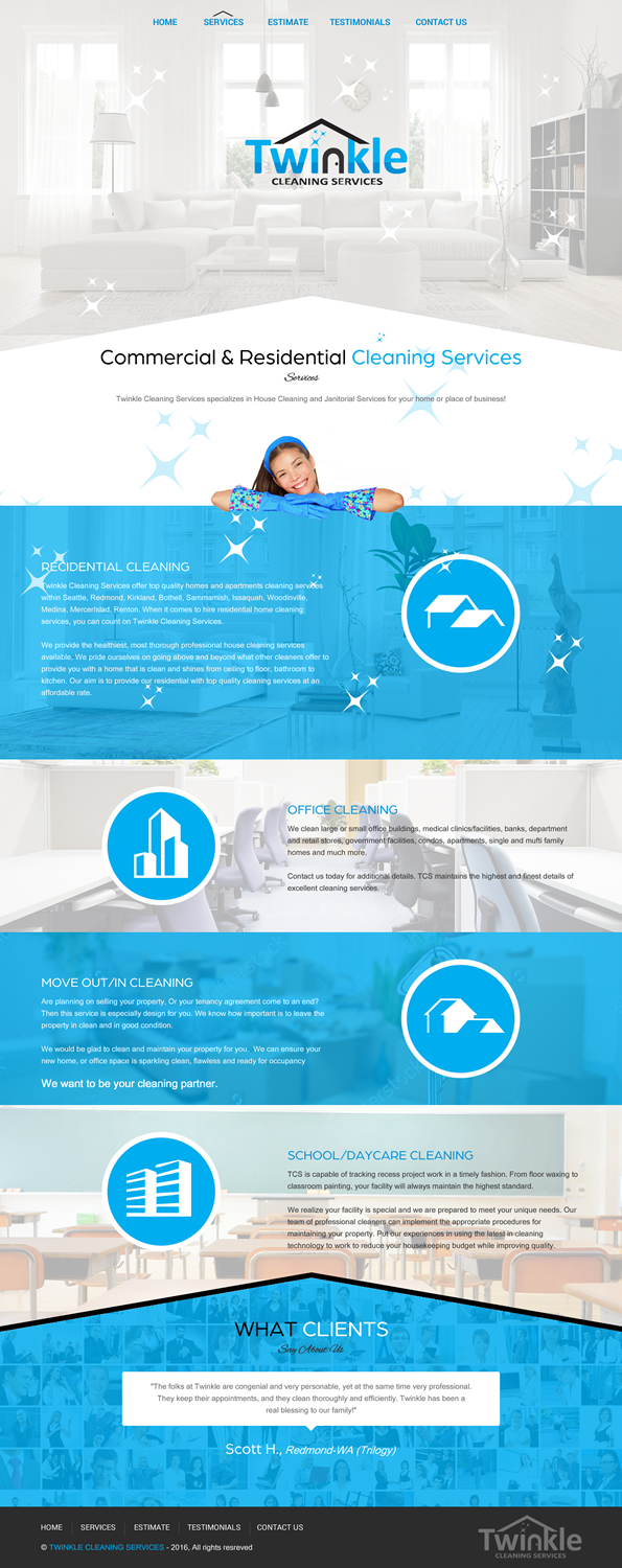 Web Design by rightway for Twinkle Cleaning Services, LLC | Design #10763728