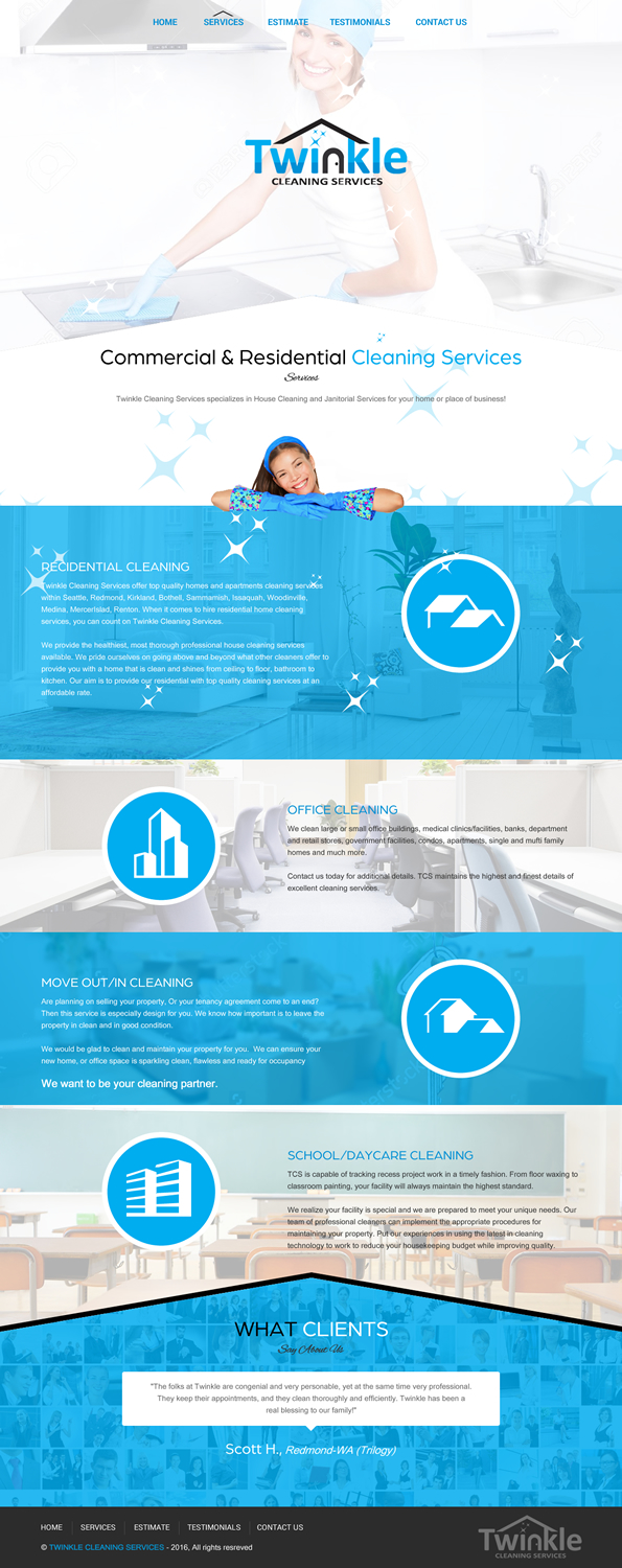 Web Design by rightway for Twinkle Cleaning Services, LLC | Design #10818581