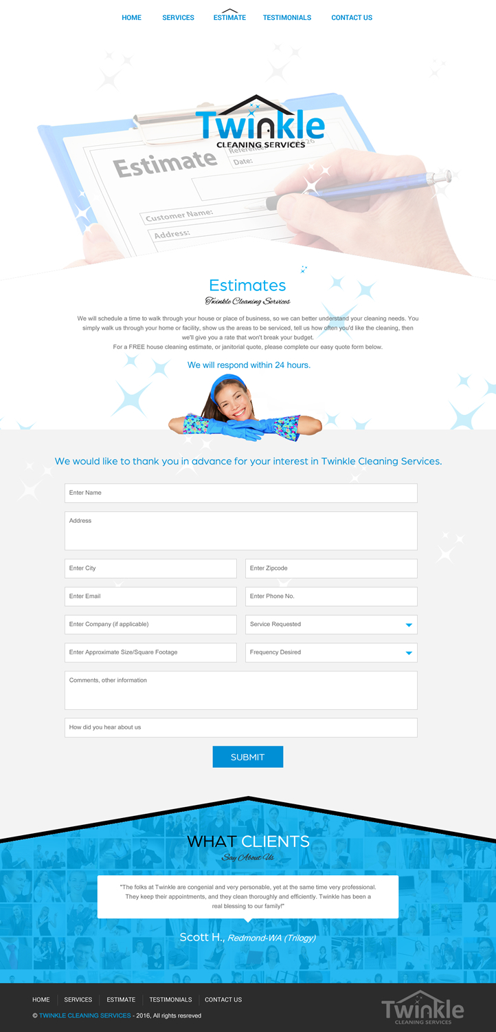 Web Design by rightway for Twinkle Cleaning Services, LLC | Design #10938859