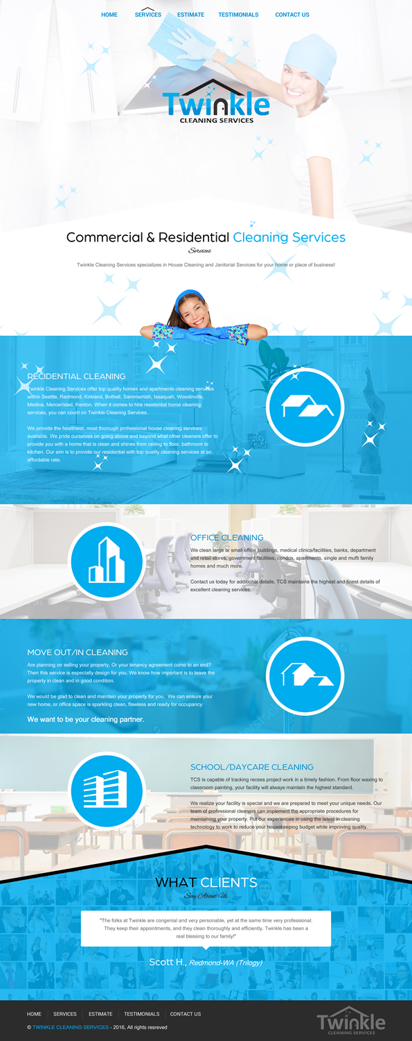 Web Design by rightway for Twinkle Cleaning Services, LLC | Design #10943128