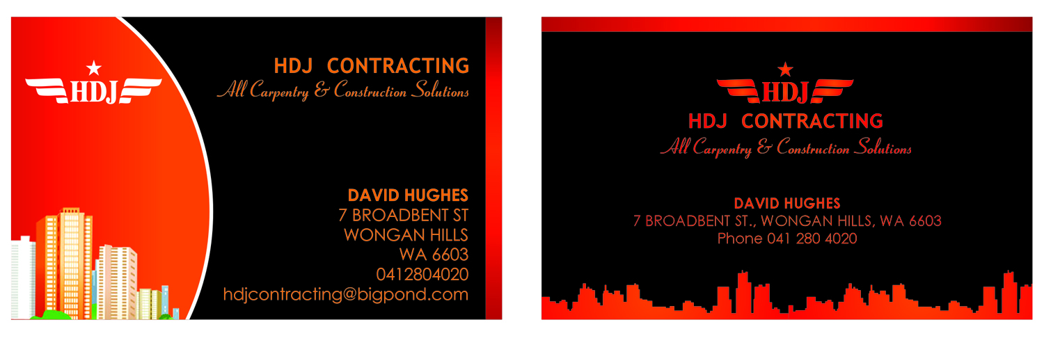 Business Card Design by Shiny Design for HDJ CONTRACTING | Design #10531127