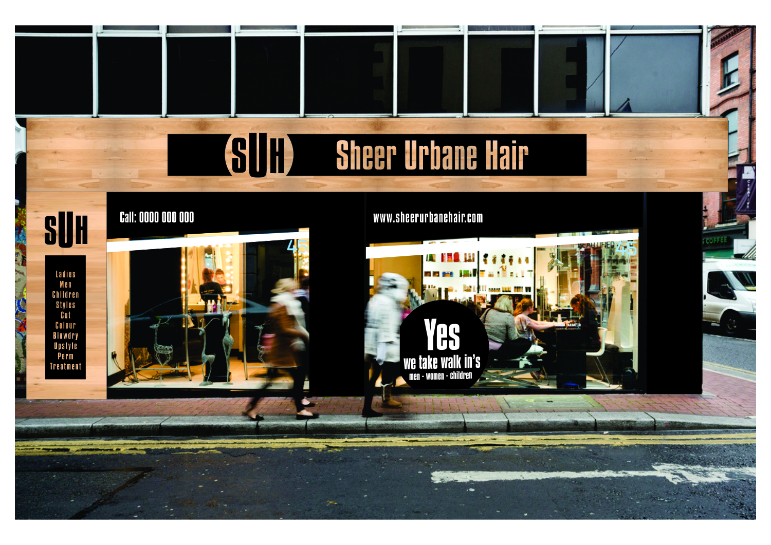 Diseño de Señalética por Lynn Viljoen para sheer urbane hair  | Diseño #10608205