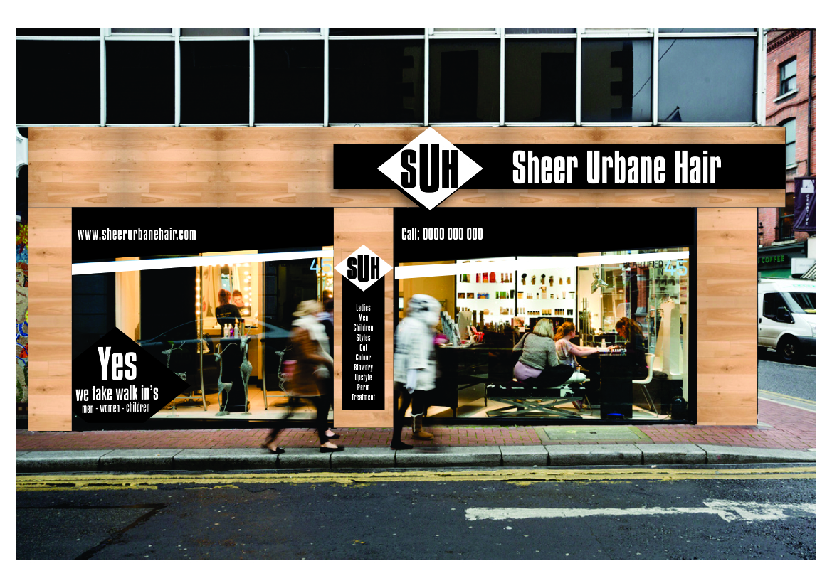 Signage Design by Lynn Viljoen for sheer urbane hair  | Design #10739637