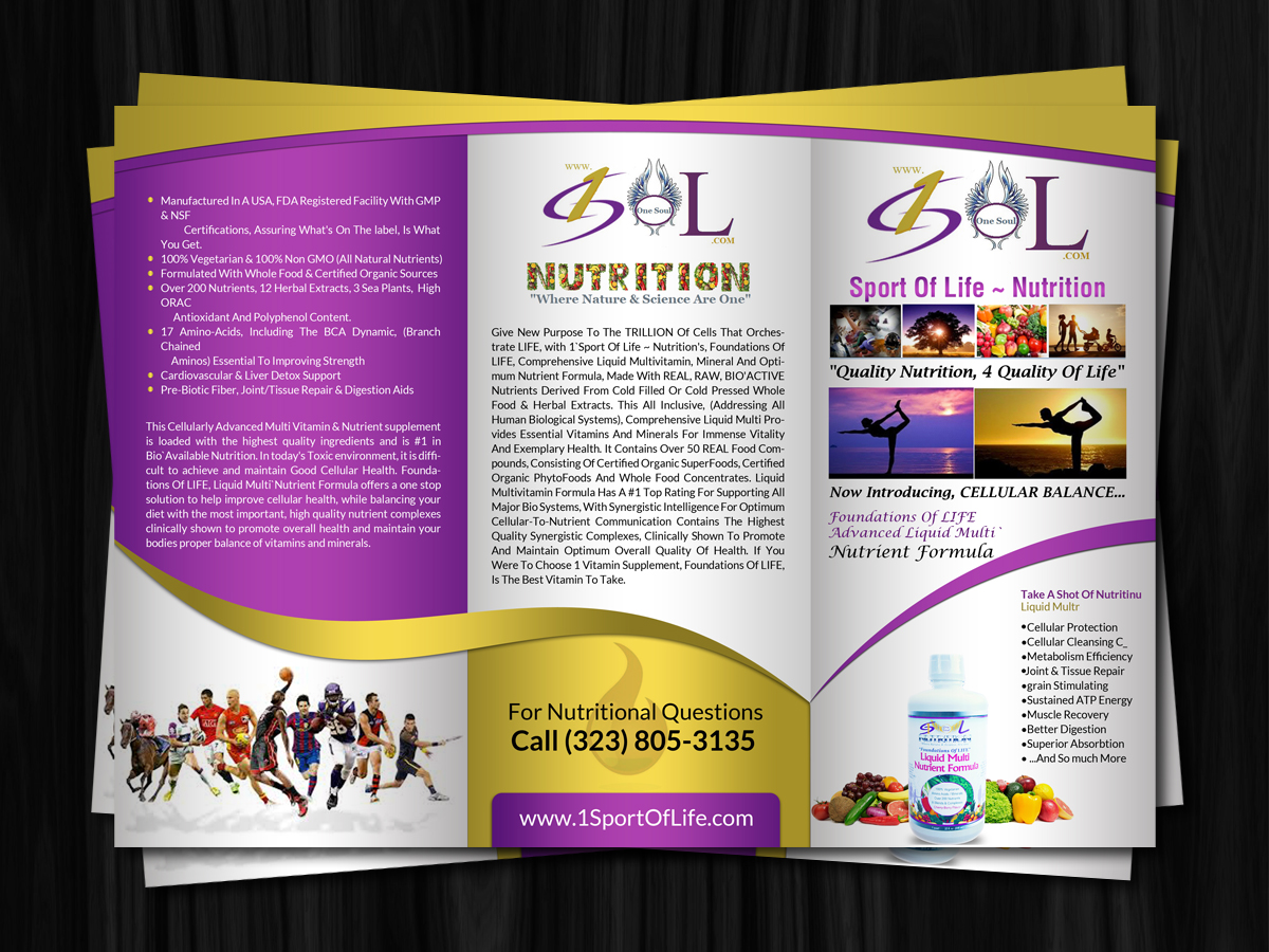 Diseño de Brochure por debdesign para 1 Sport Of Life Global Inc | Diseño #10710034