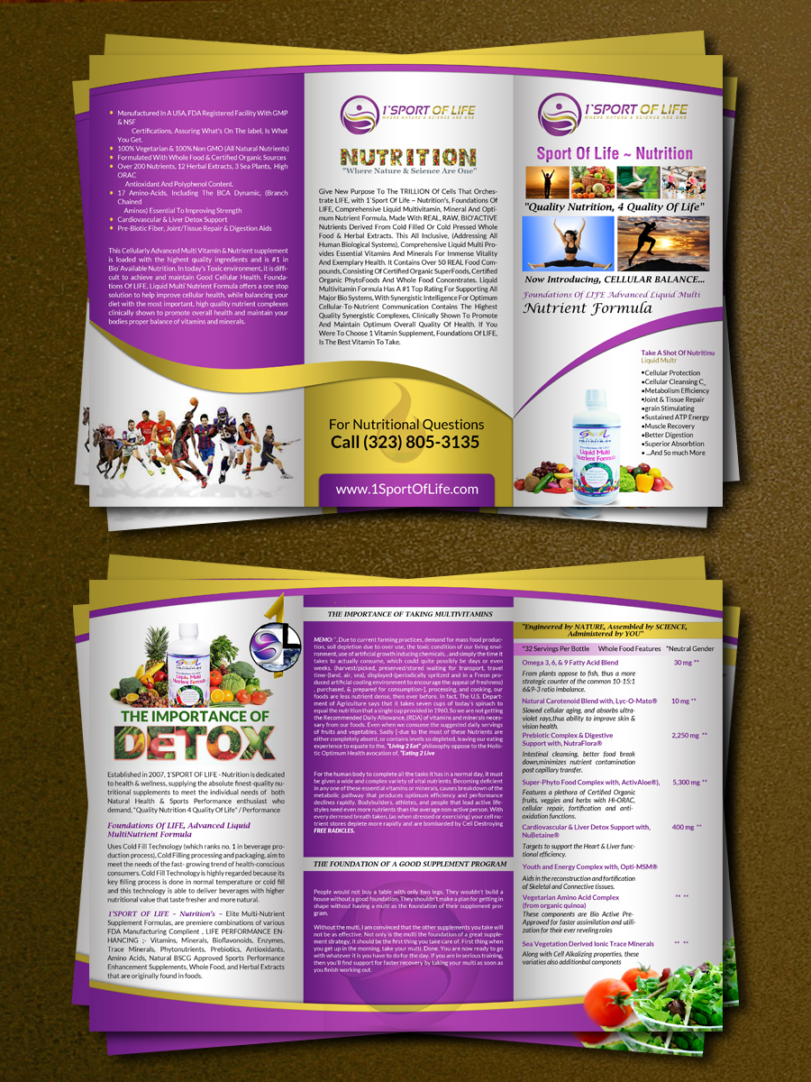Brochure Design by debdesign for 1 Sport Of Life Global Inc | Design #10720175
